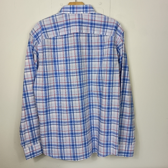 Untuckit Wrinkle Free Shirt Blue Red Plaid XL Reynvaan Button Down Long Sleeve - Picture 2 of 9